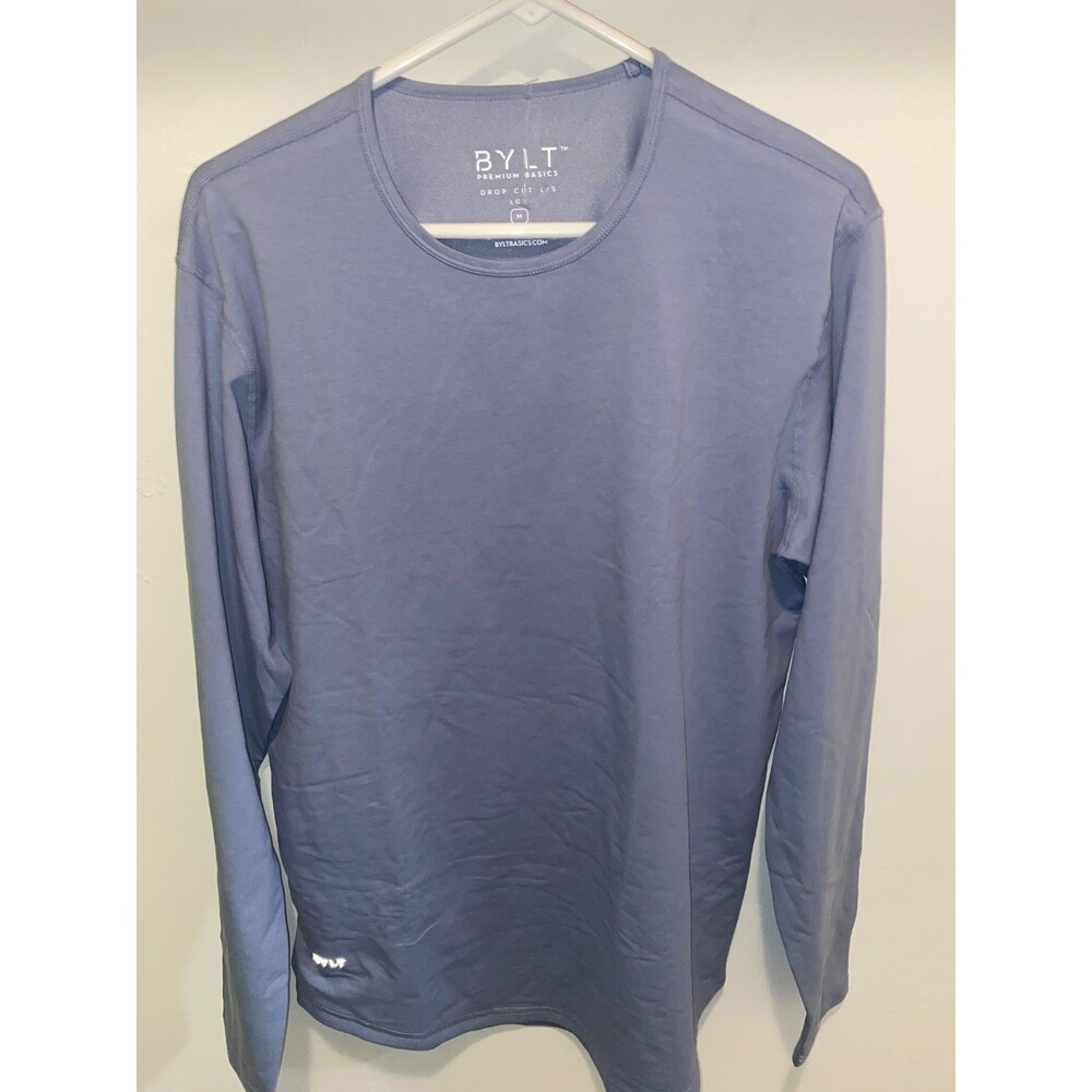 BYLT Mens sz M Drop Cut L/S LUX Long Sleeve Blue athletic gym Premium Basic